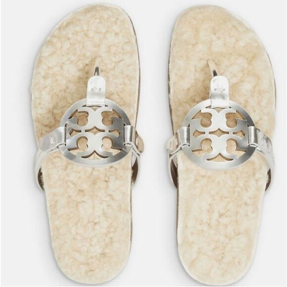 Tory Burch Sandals Women's 8.5 Miller Cloud Shearling Cozy Soft Comfy Designer - Picture 1 of 7
